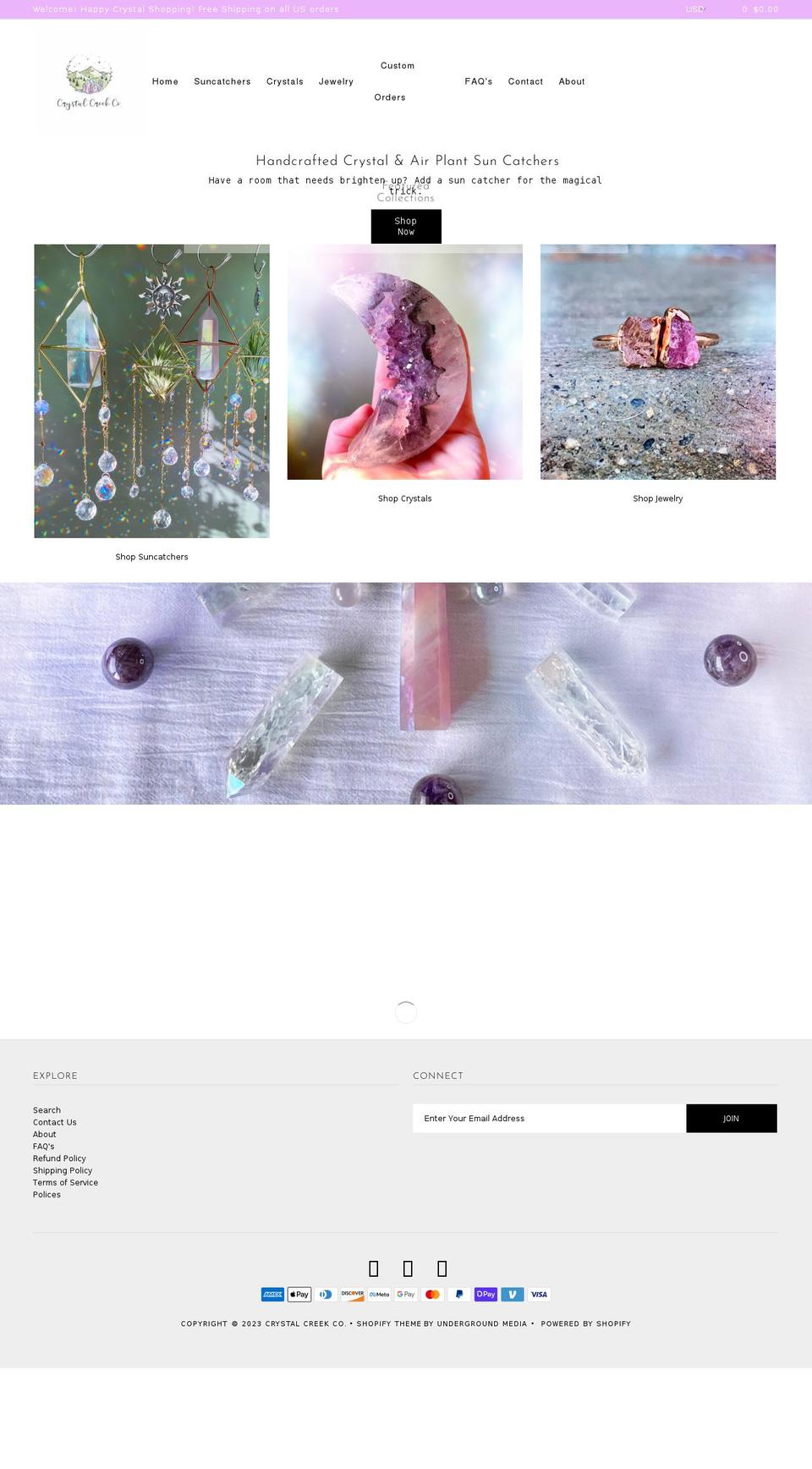 crystalcreekco.com shopify website screenshot