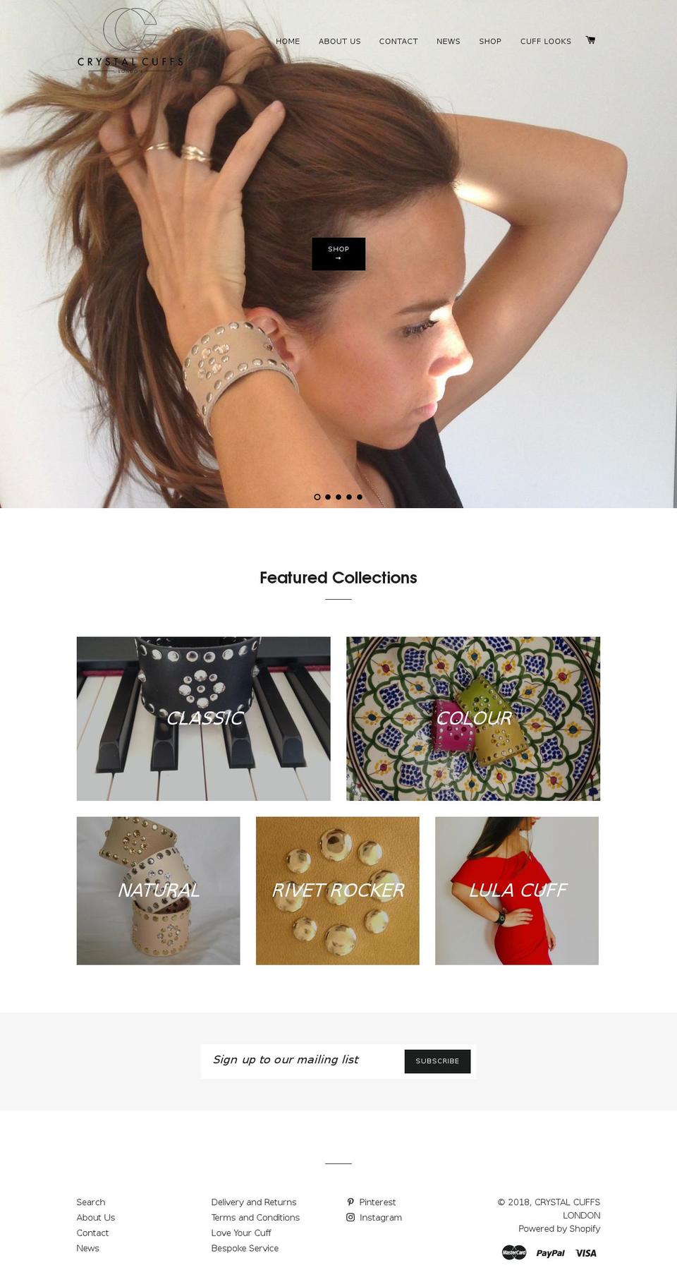 crystalcuffs.com — Shopify storefront screenshot