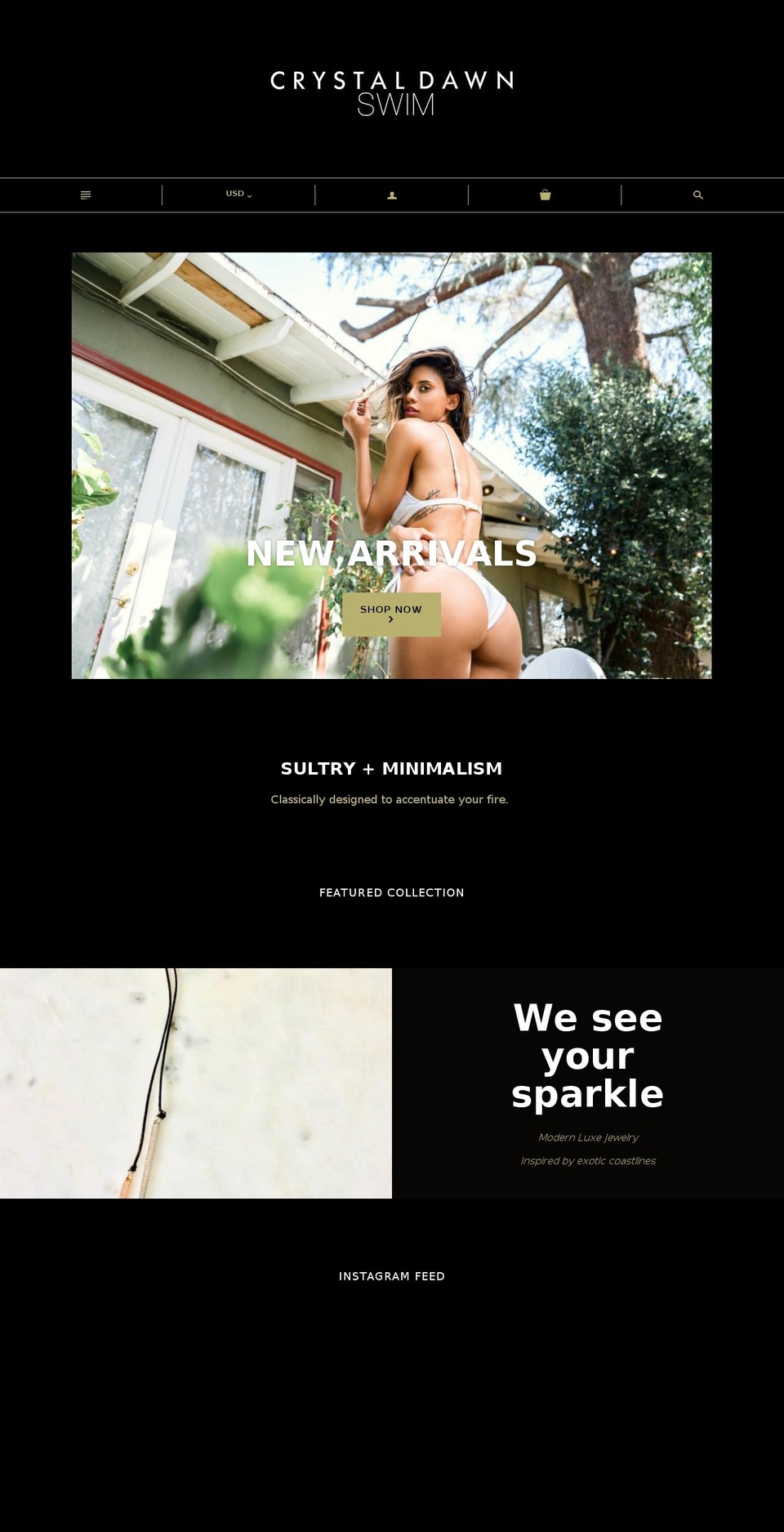 crystaldawn.com shopify website screenshot