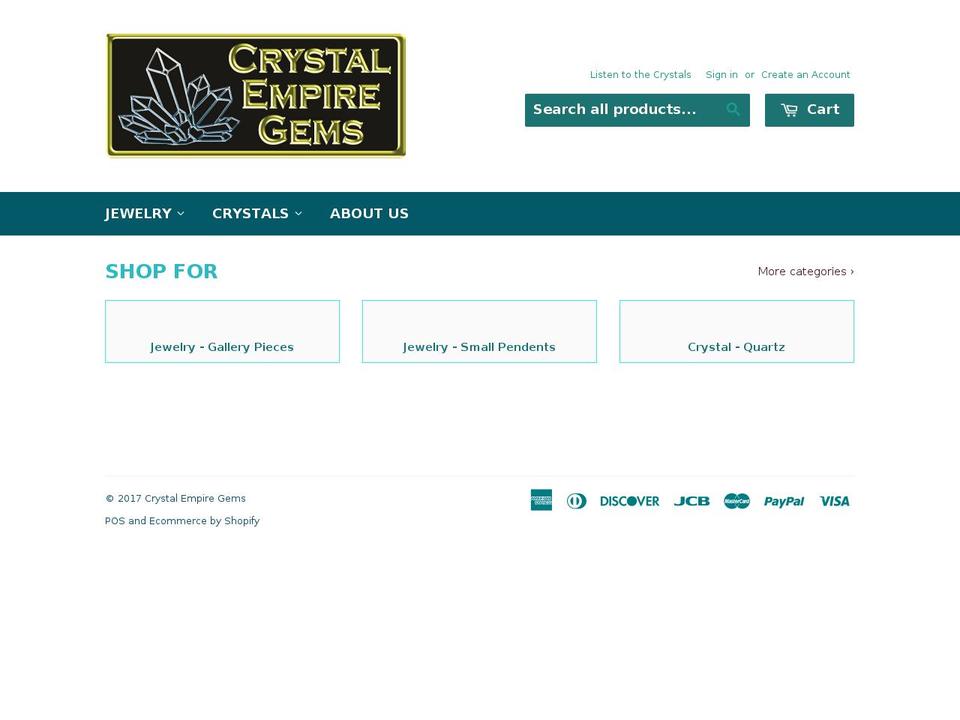 crystalempiregems.com shopify website screenshot