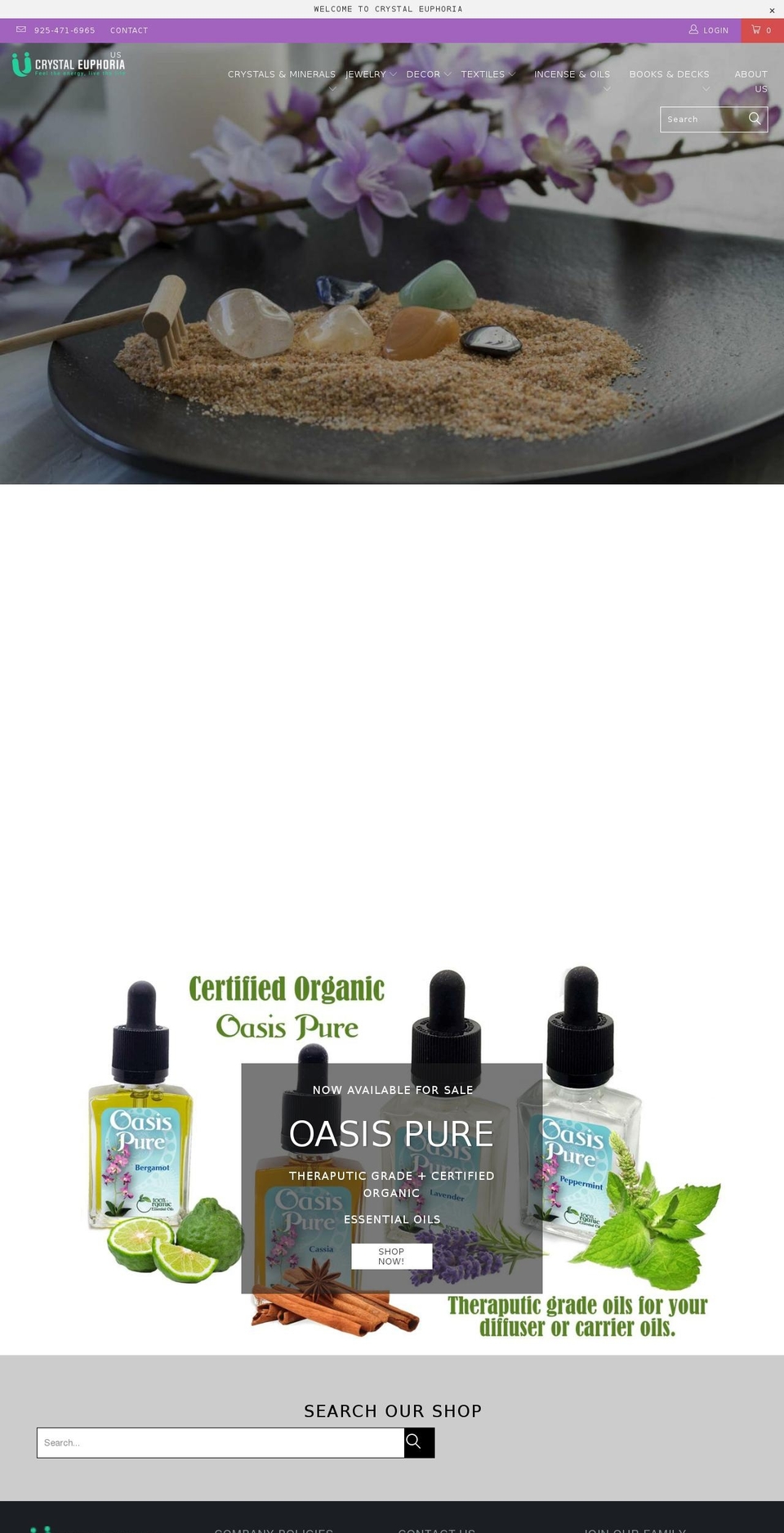 crystaleuphoria.com shopify website screenshot