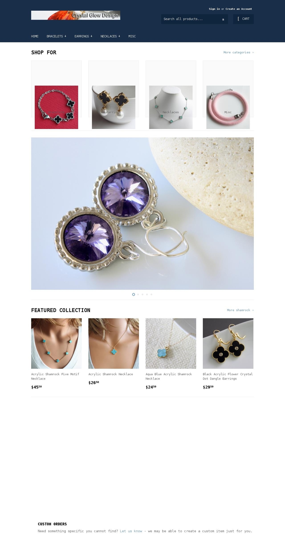 crystalglowdesign.com shopify website screenshot
