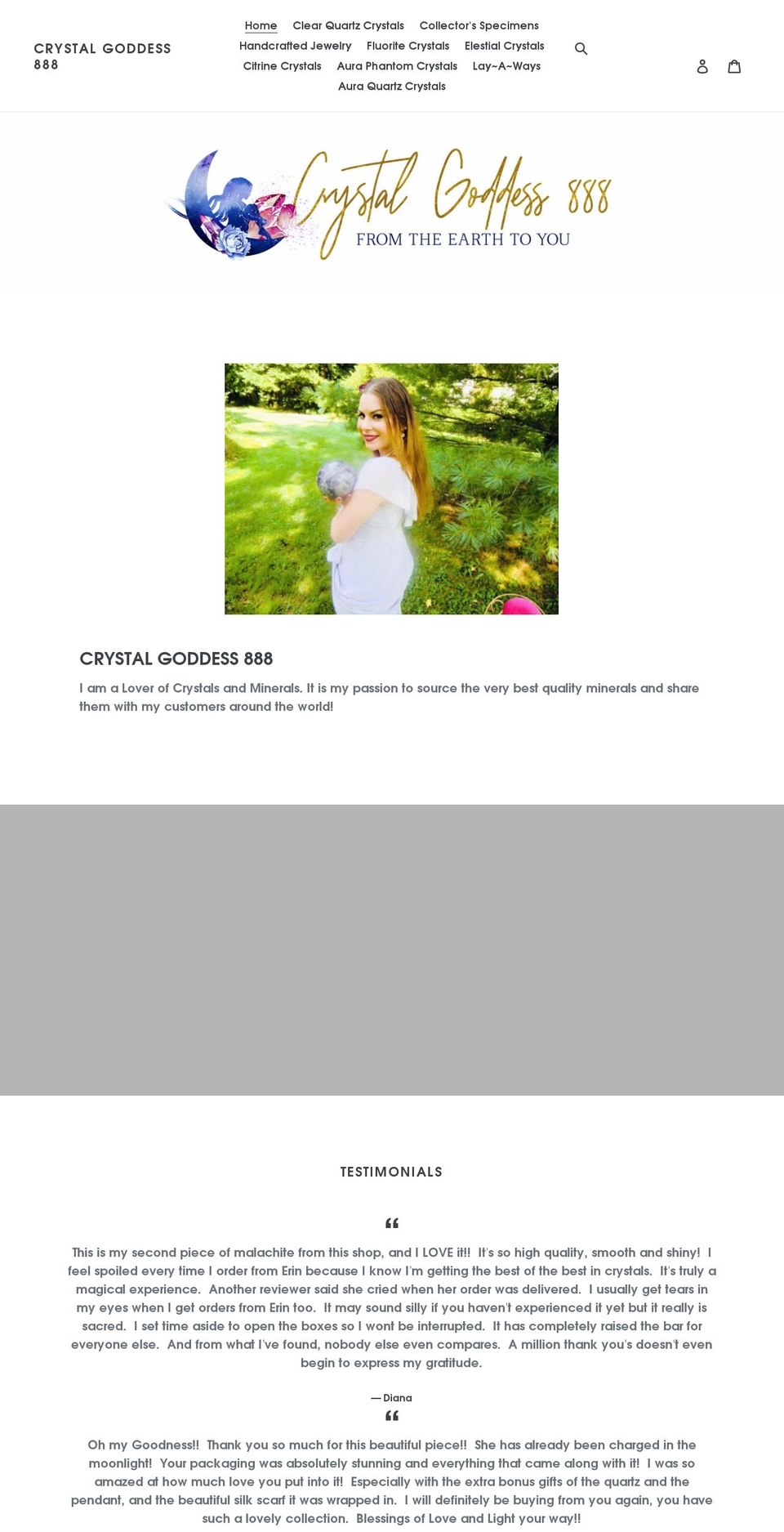 crystalgoddess888.com shopify website screenshot