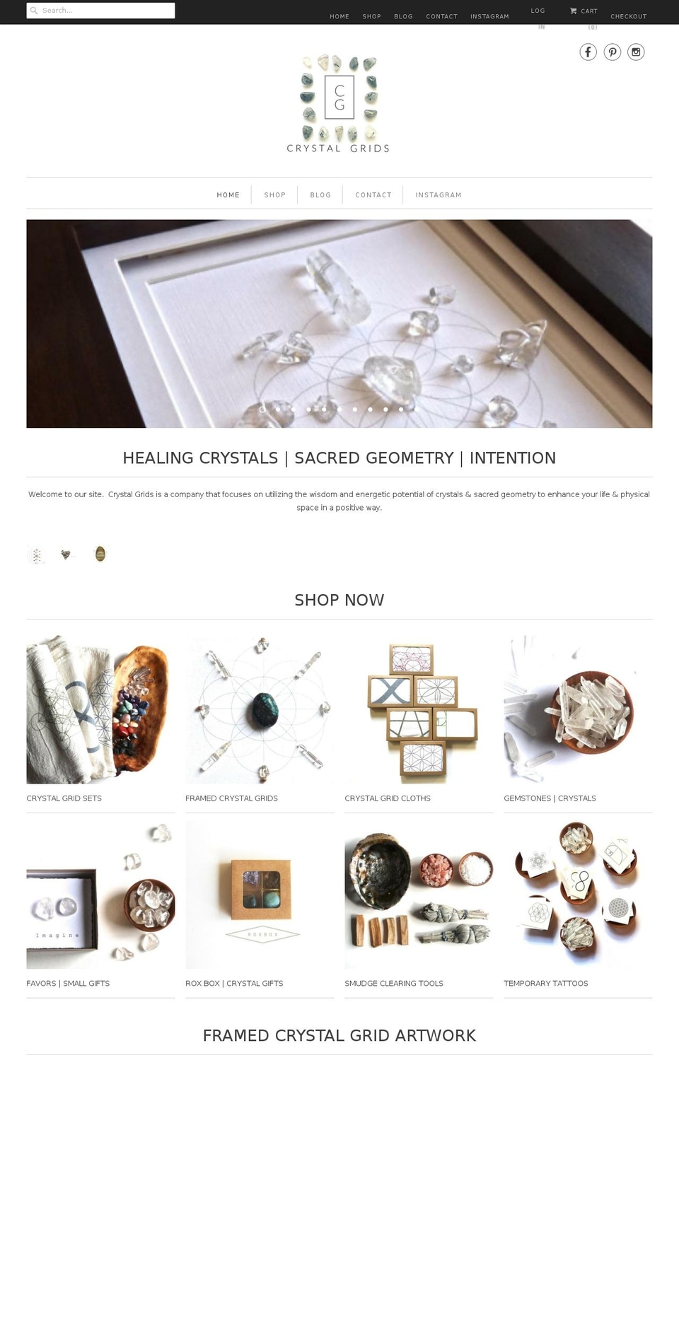 crystalgrids.net shopify website screenshot