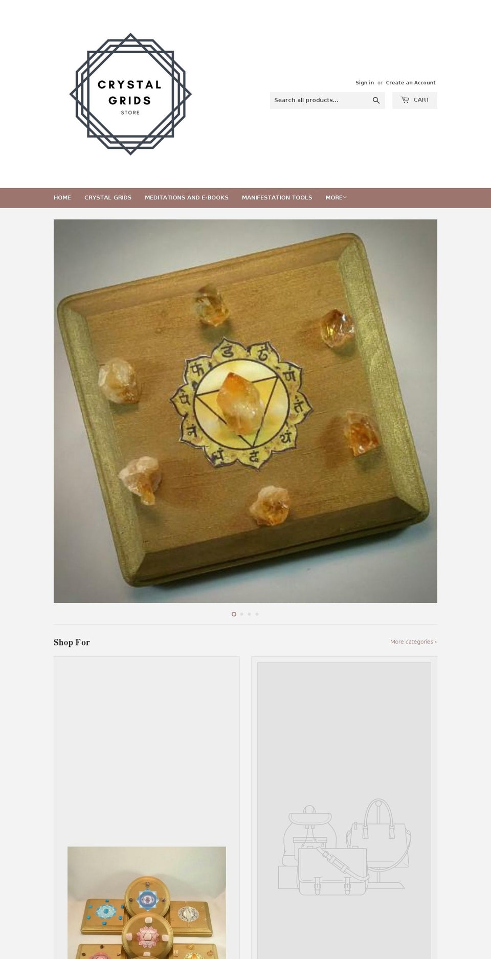 crystalgrids.store shopify website screenshot