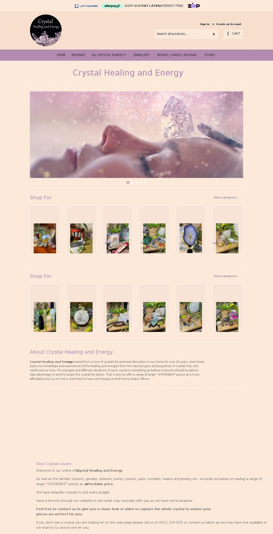 crystalhealingandenergy.com.au shopify website screenshot