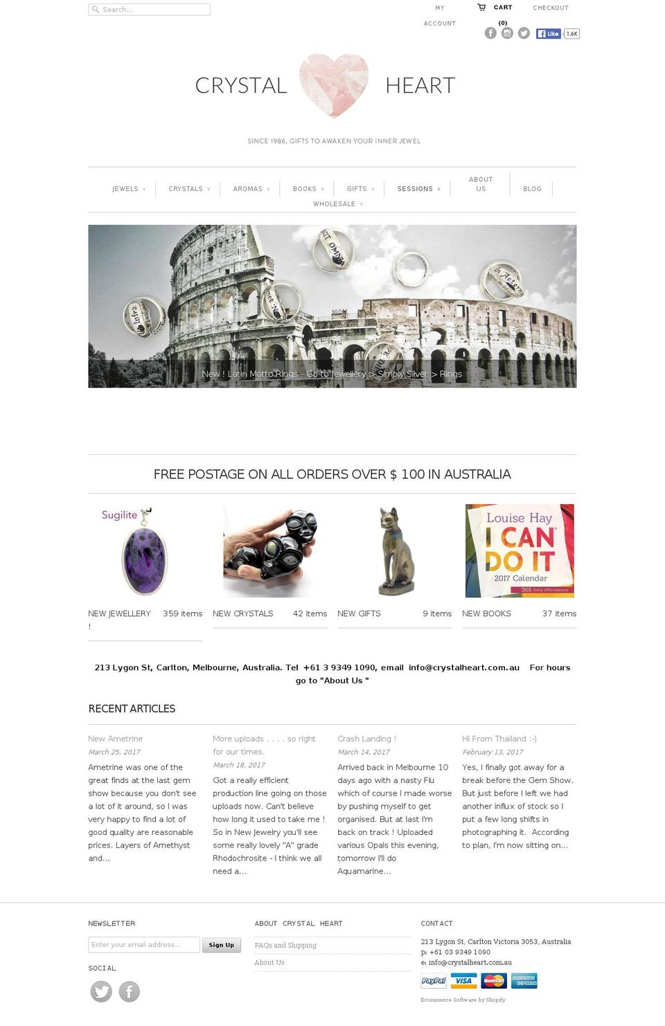 crystalheart.com.au shopify website screenshot