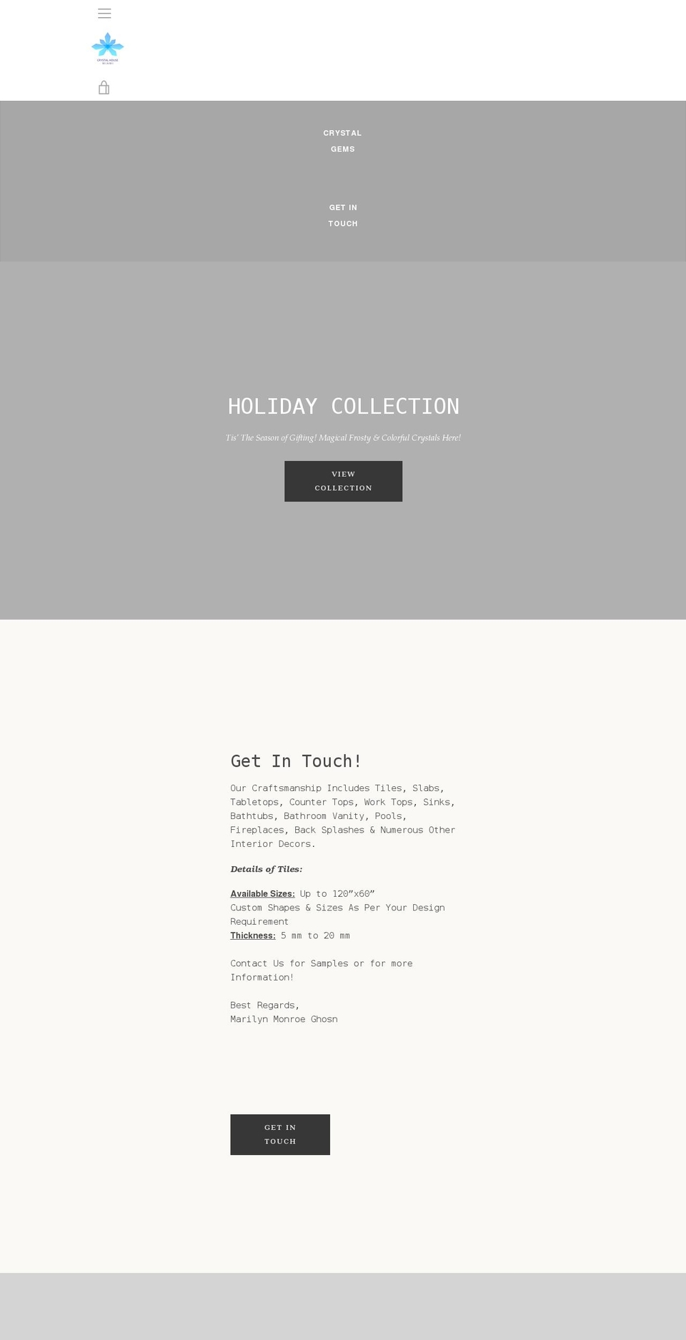 crystalhousemiami.com shopify website screenshot