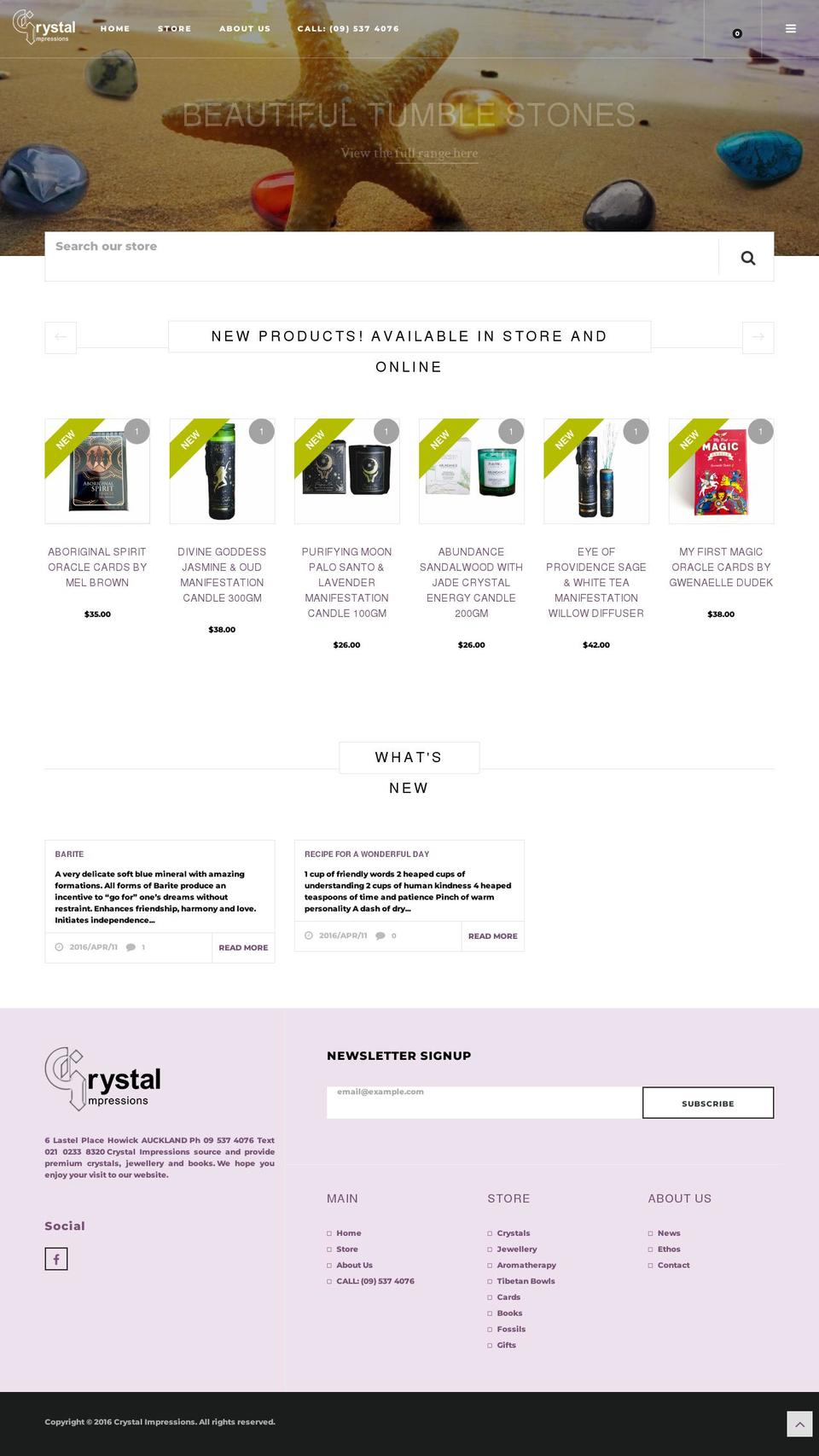 Puro Shopify theme site example crystalimpressions.co.nz