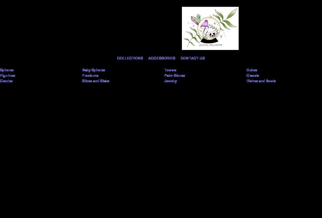 crystalinclusions.com shopify website screenshot