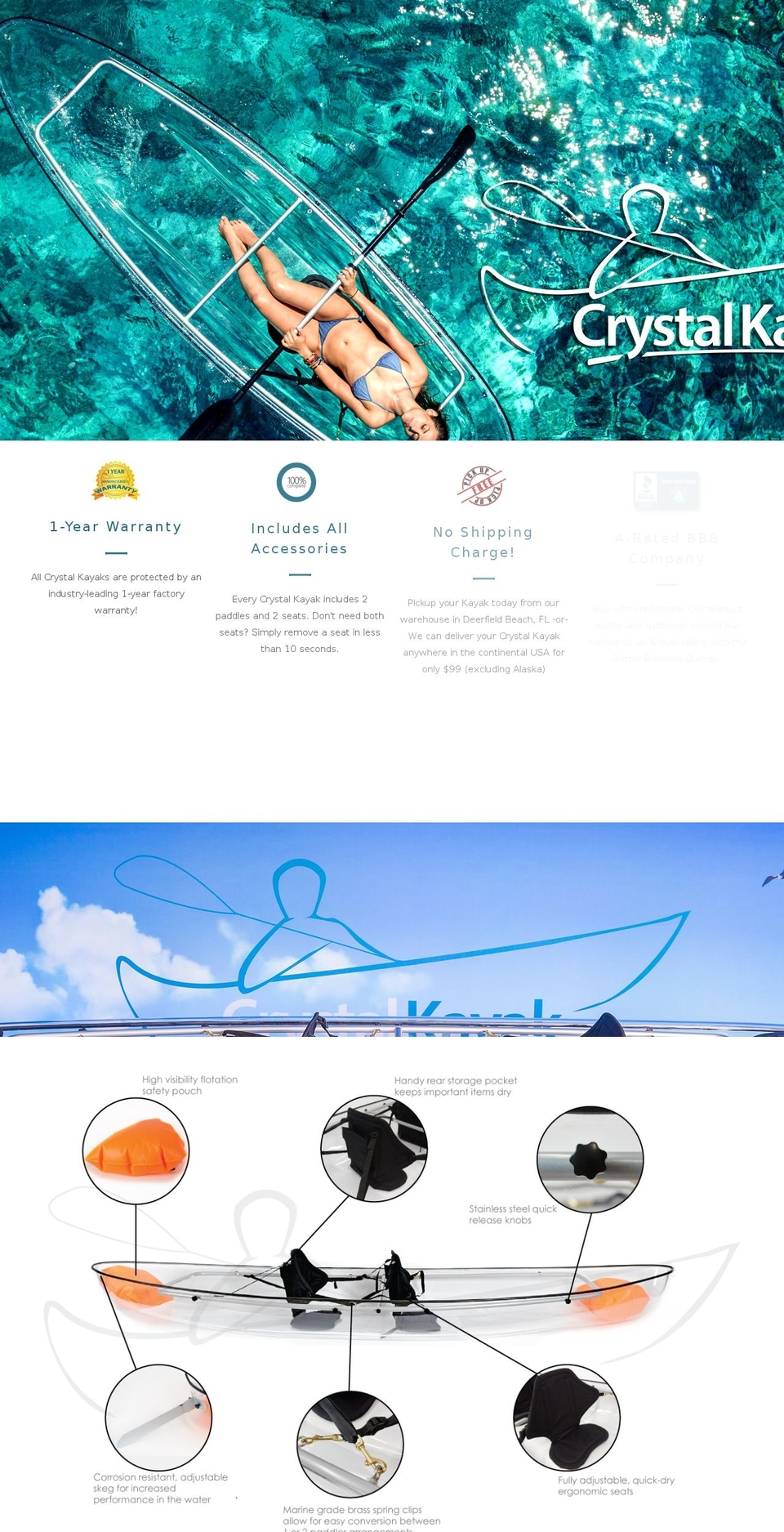 Motion Shopify theme site example crystalkayak.com