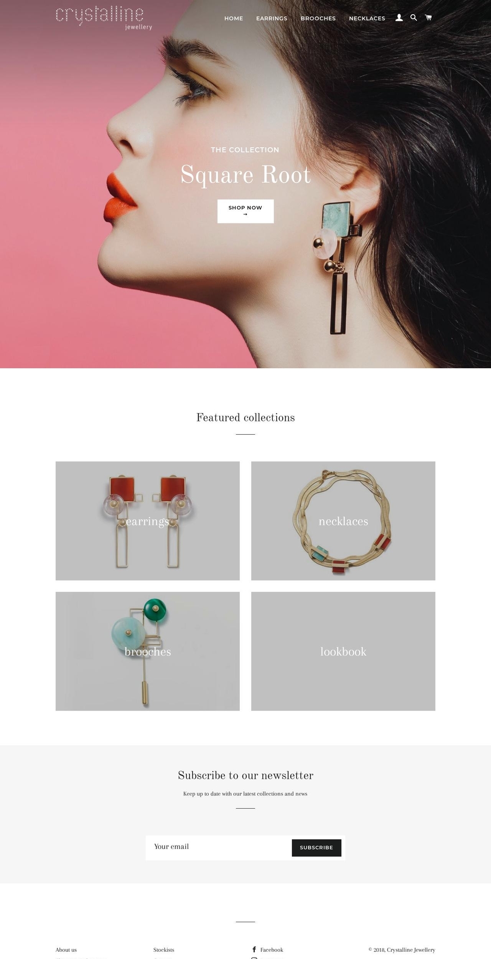 crystalline-jewellery.com shopify website screenshot