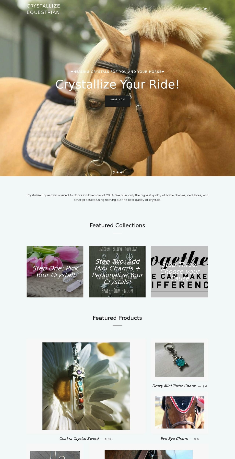 crystallizeequestrian.com shopify website screenshot