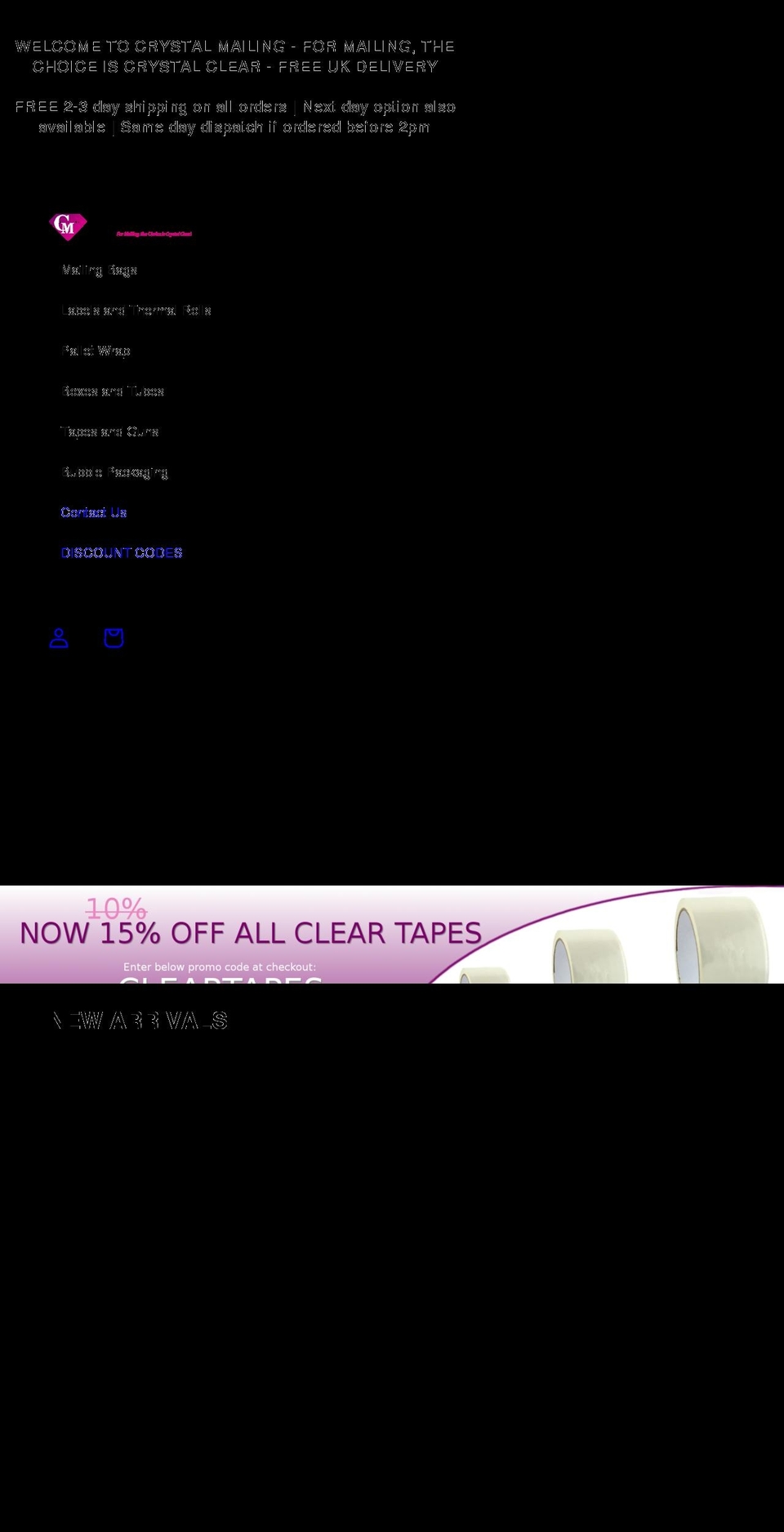crystalmailing.co.uk shopify website screenshot