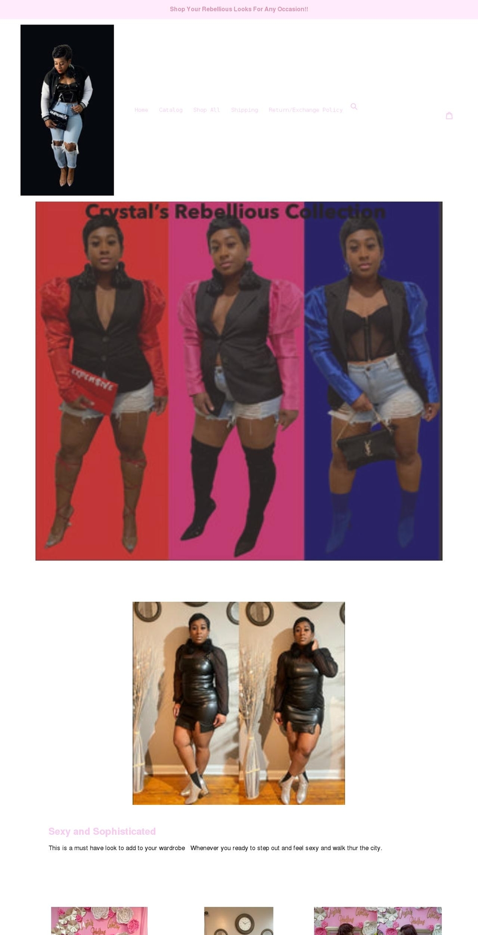 crystalrebelliouscollection.com shopify website screenshot