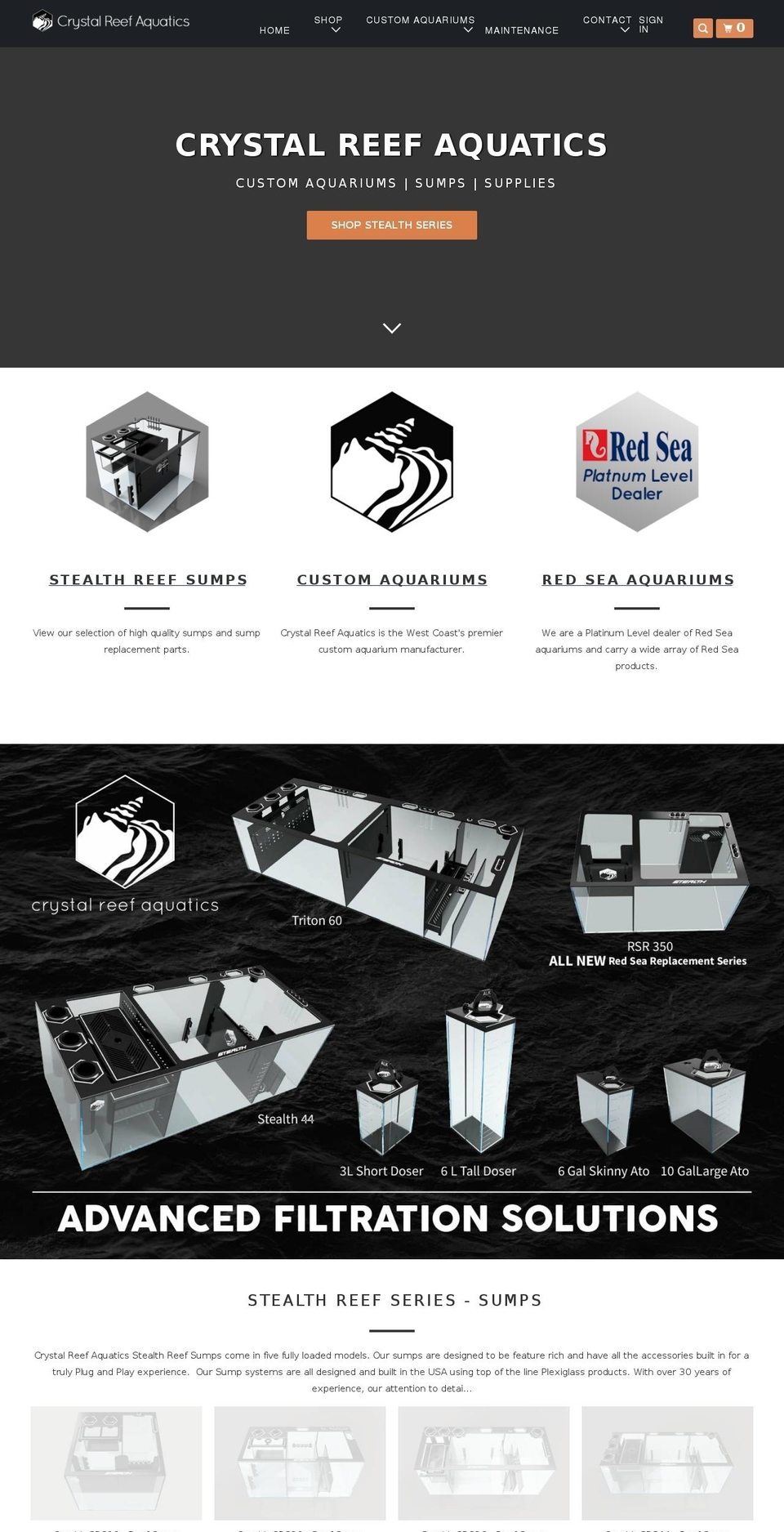 crystalreefaquatics.com — Shopify storefront screenshot