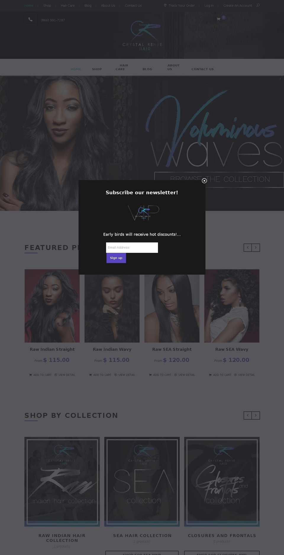 deshop Shopify theme site example crystalreneehair.com