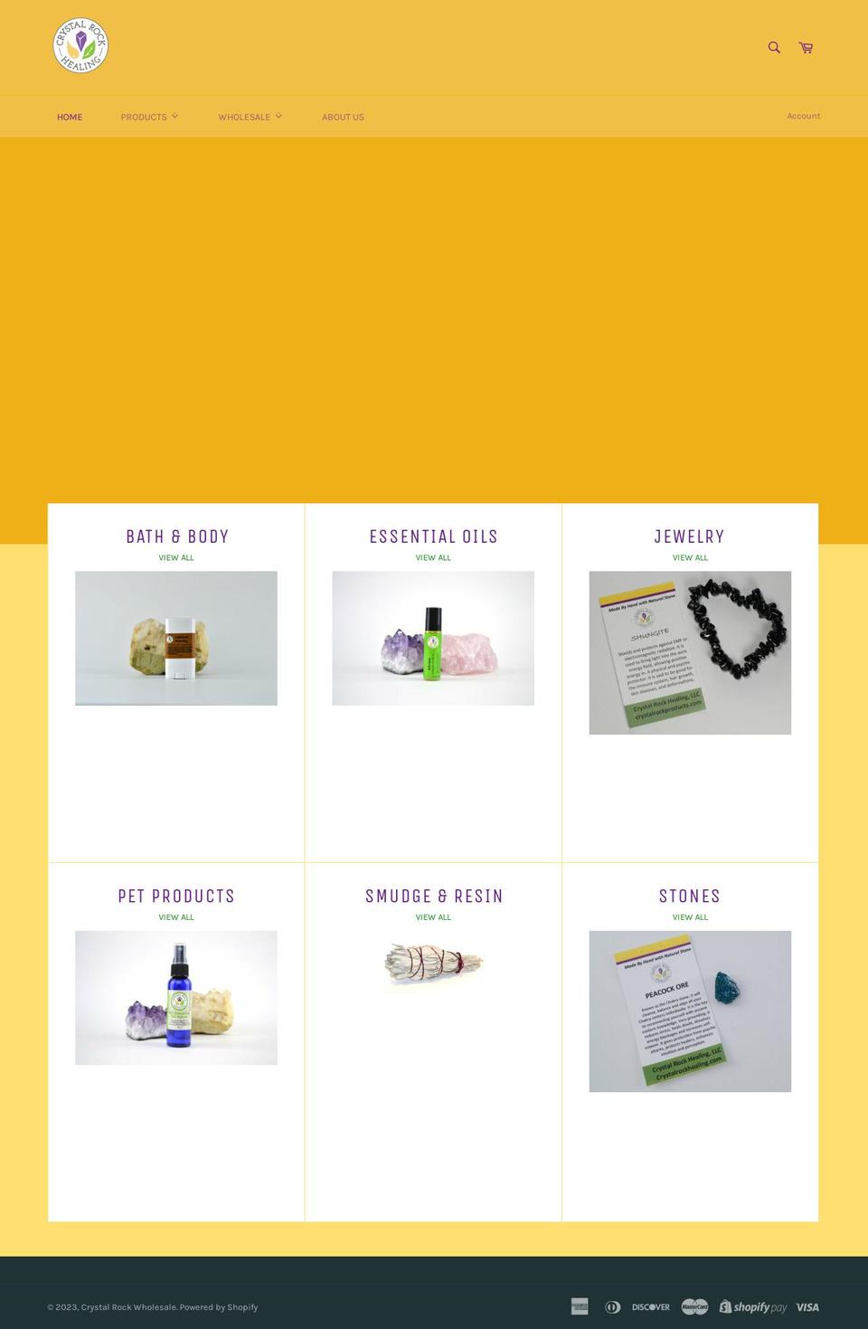 crystalrockwholesale.com shopify website screenshot