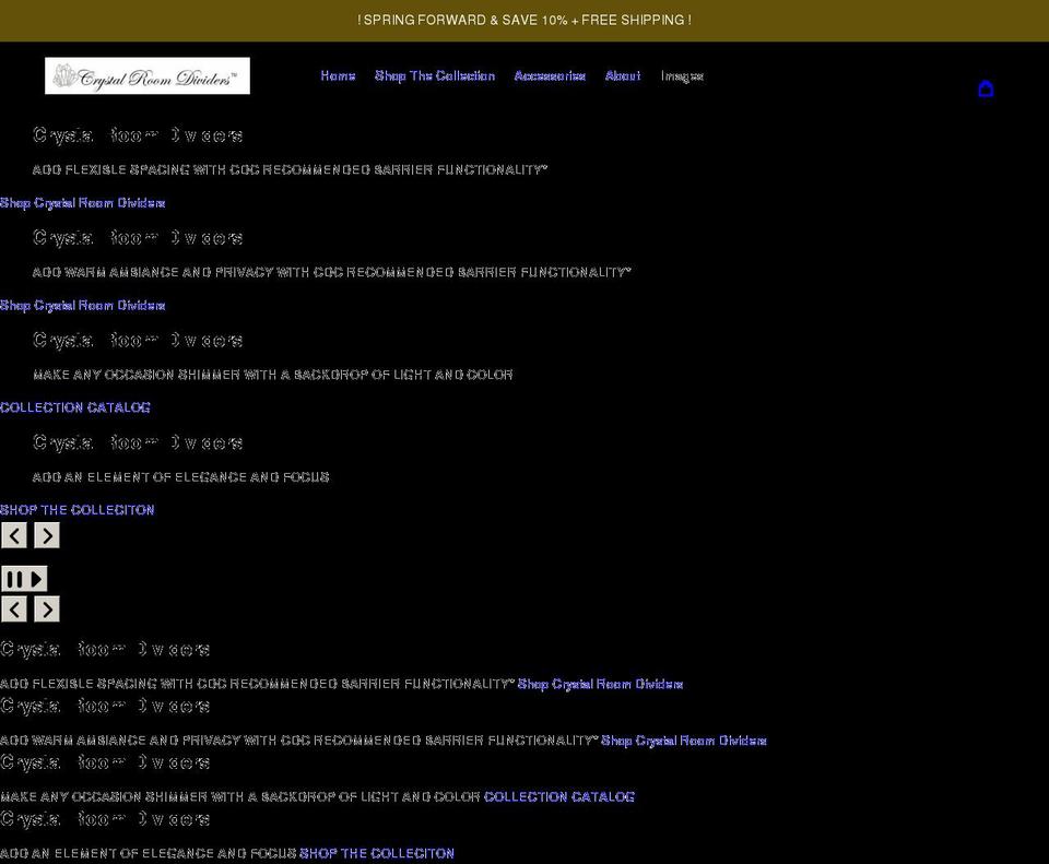 crystalroomdividers.com shopify website screenshot