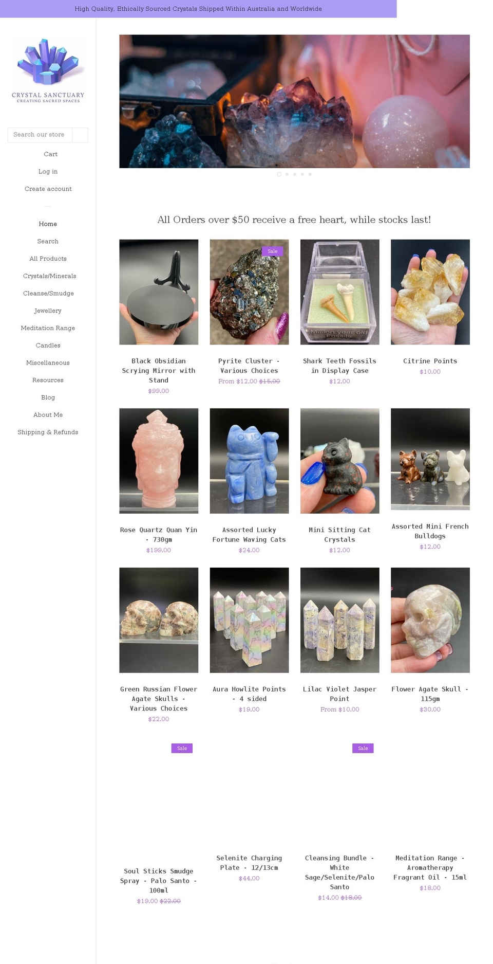 crystalsanctuary.com.au shopify website screenshot