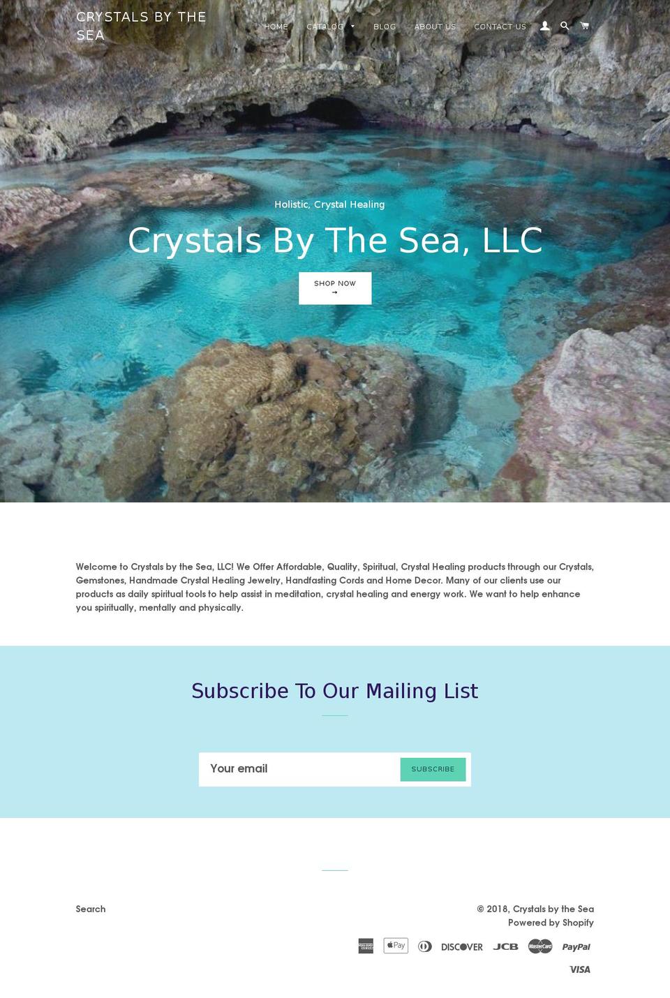 crystalsbytheseallc.com shopify website screenshot