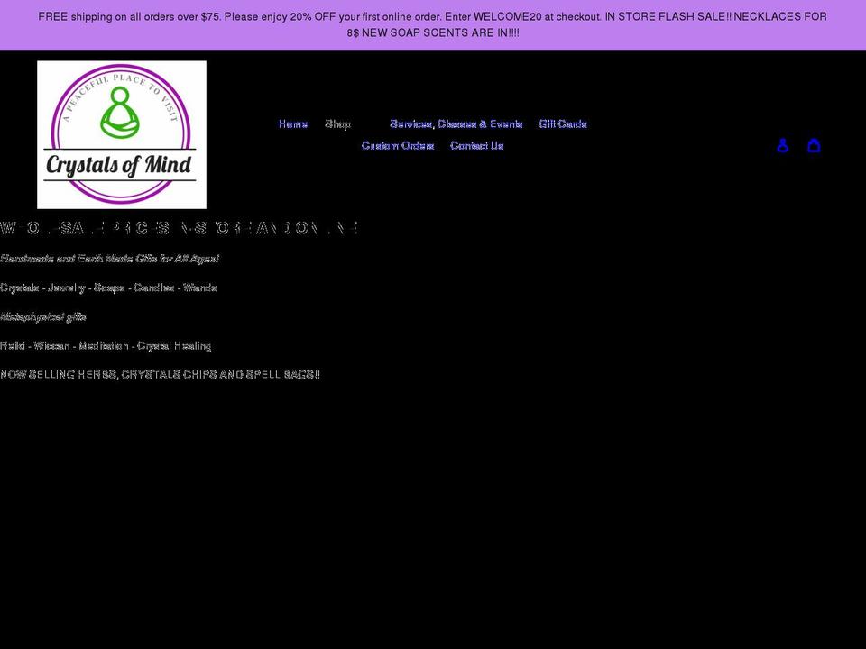 crystalsofmind.com shopify website screenshot