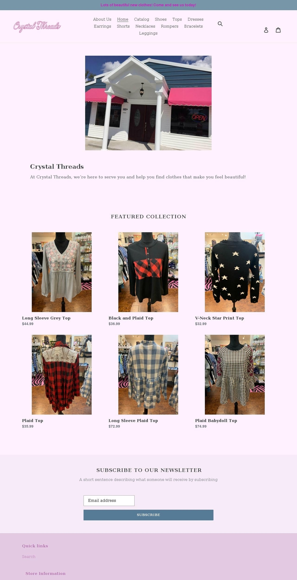 crystalthreads.net shopify website screenshot