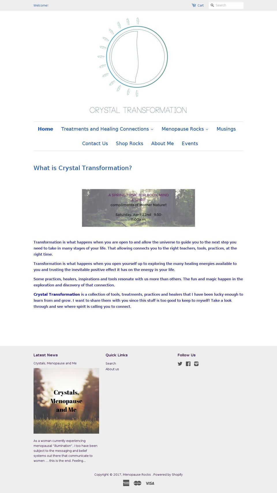 crystaltransformation.com shopify website screenshot
