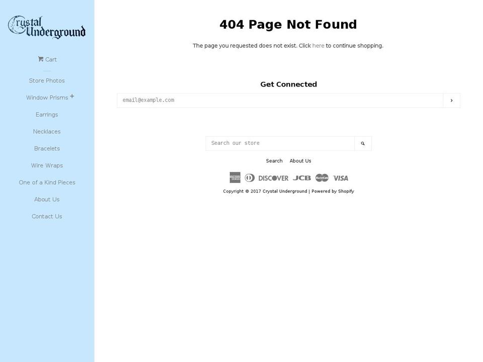 crystalunderground.net shopify website screenshot