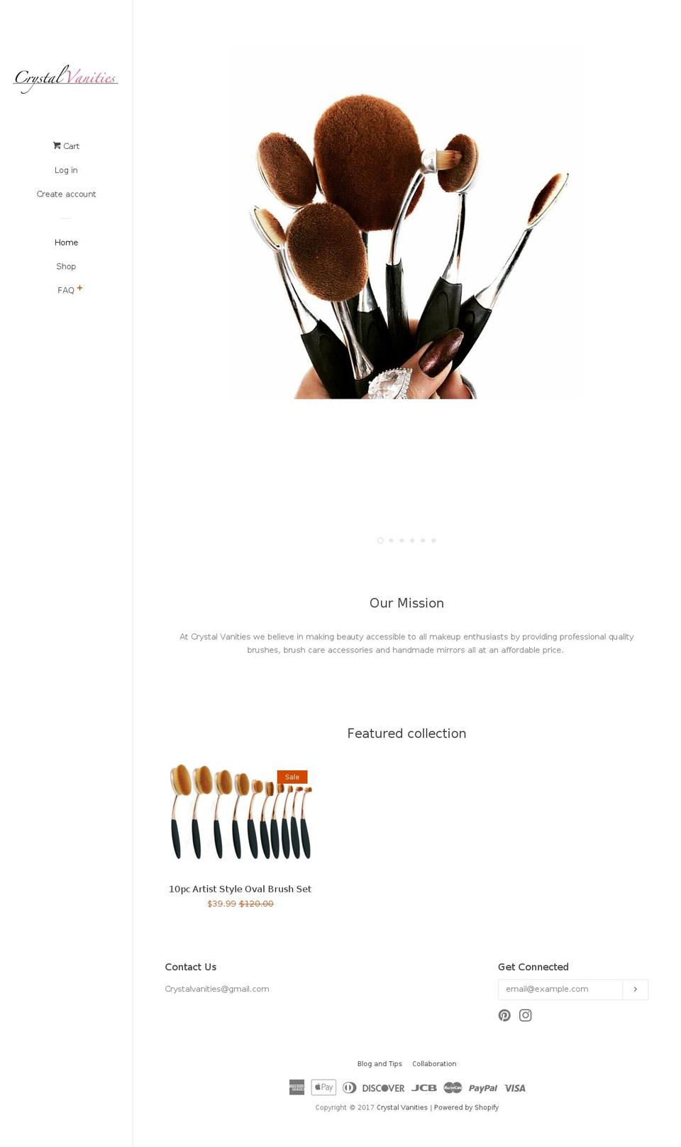 crystalvanities.com shopify website screenshot