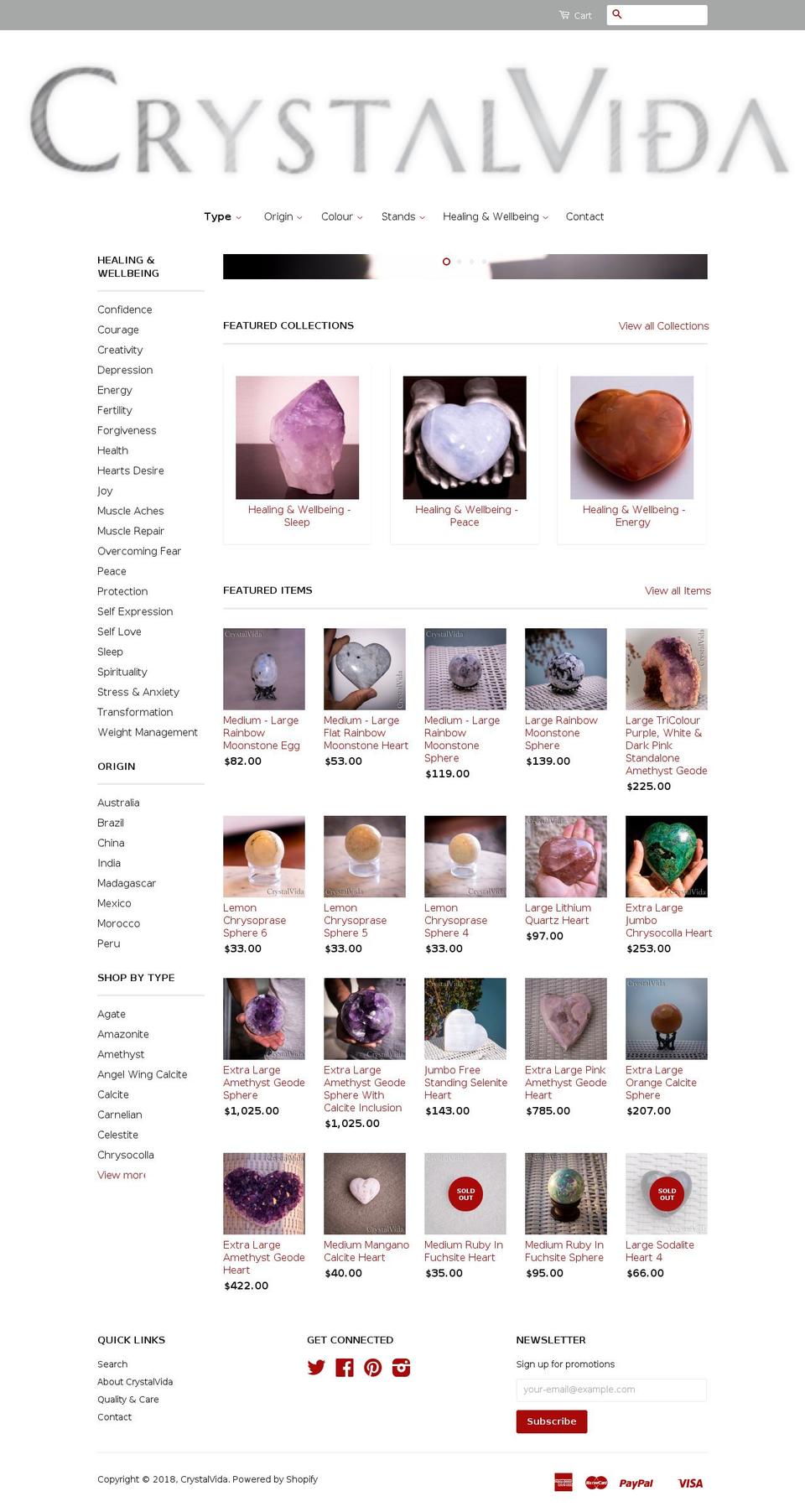 crystalvida.com — Shopify storefront screenshot