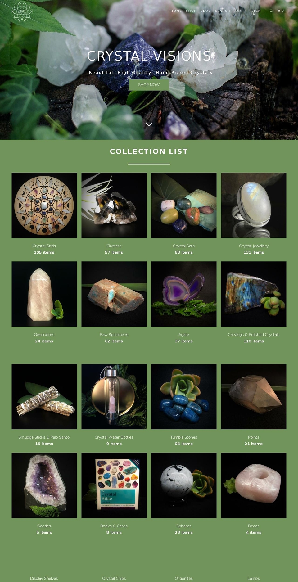 crystalvisions.net.au shopify website screenshot