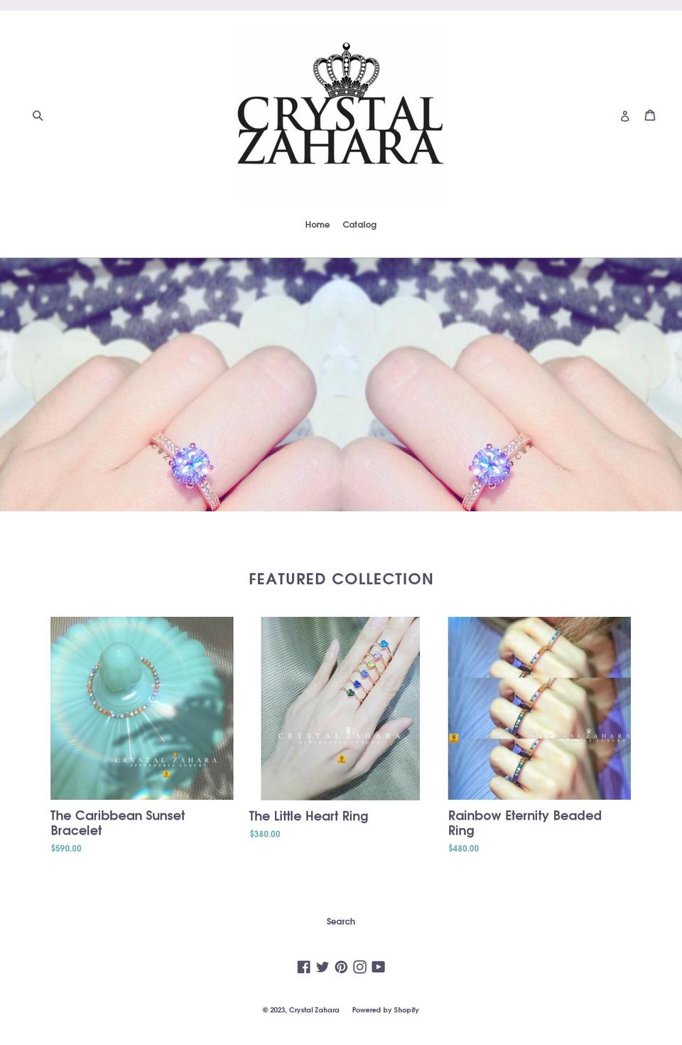 crystalzahara.com shopify website screenshot