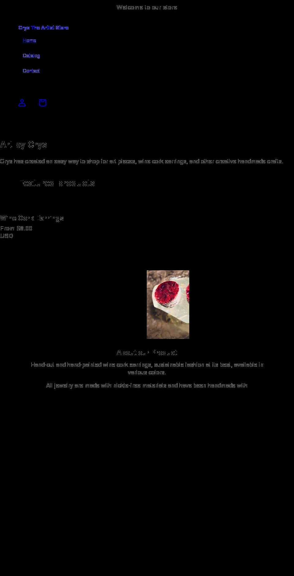 crystheartist.com shopify website screenshot
