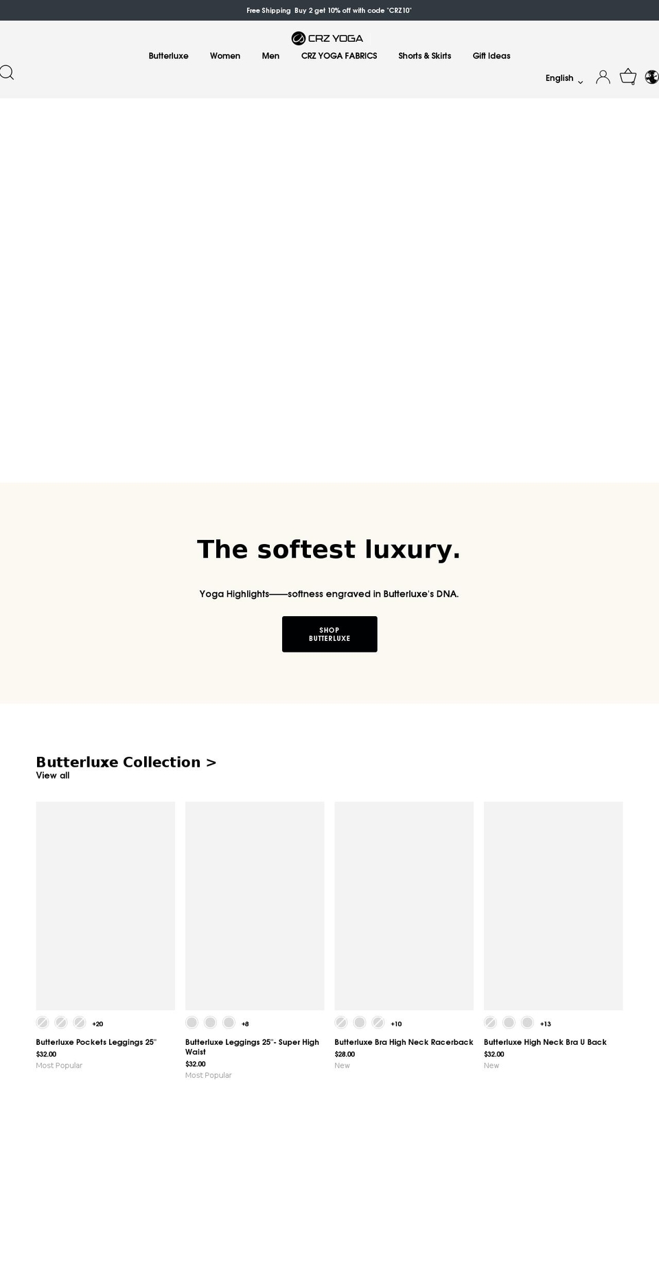 crz-yoga.myshopify.com shopify website screenshot