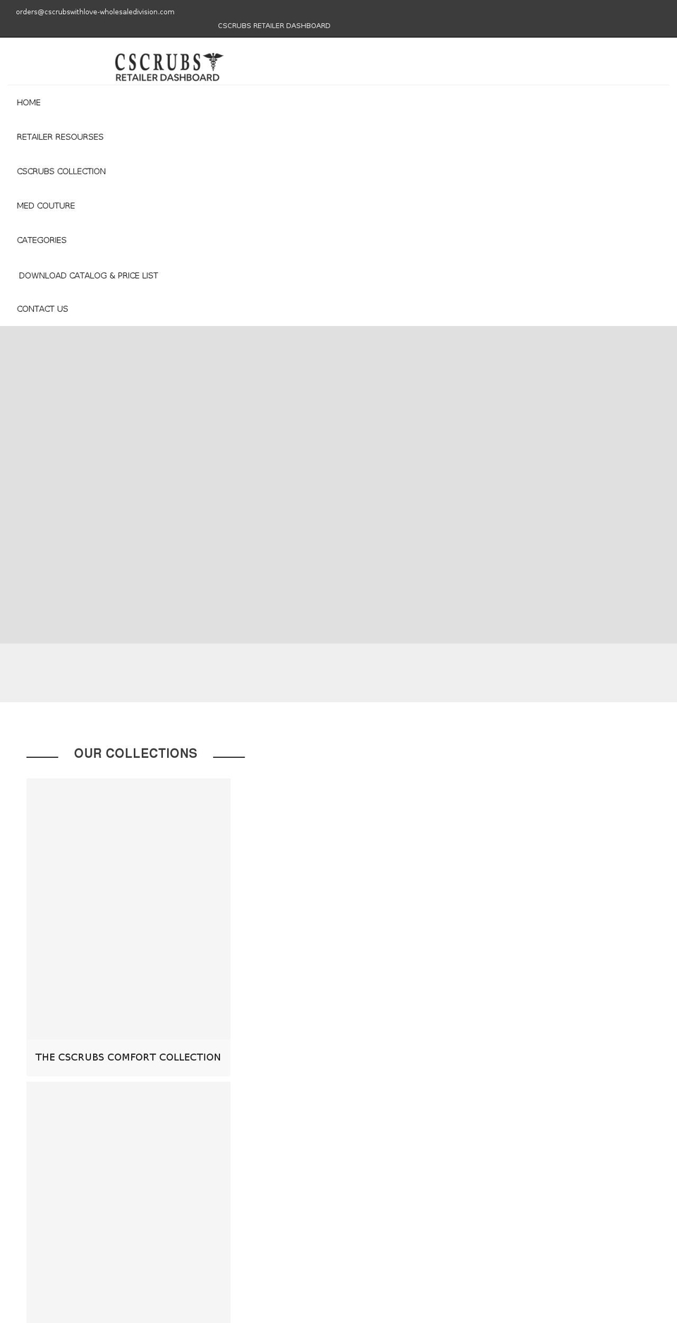 cscrubsretailerdashboard.com shopify website screenshot