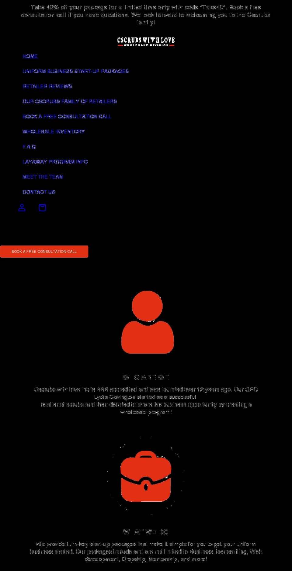 cscrubswithlove-wholesaledivision.com shopify website screenshot