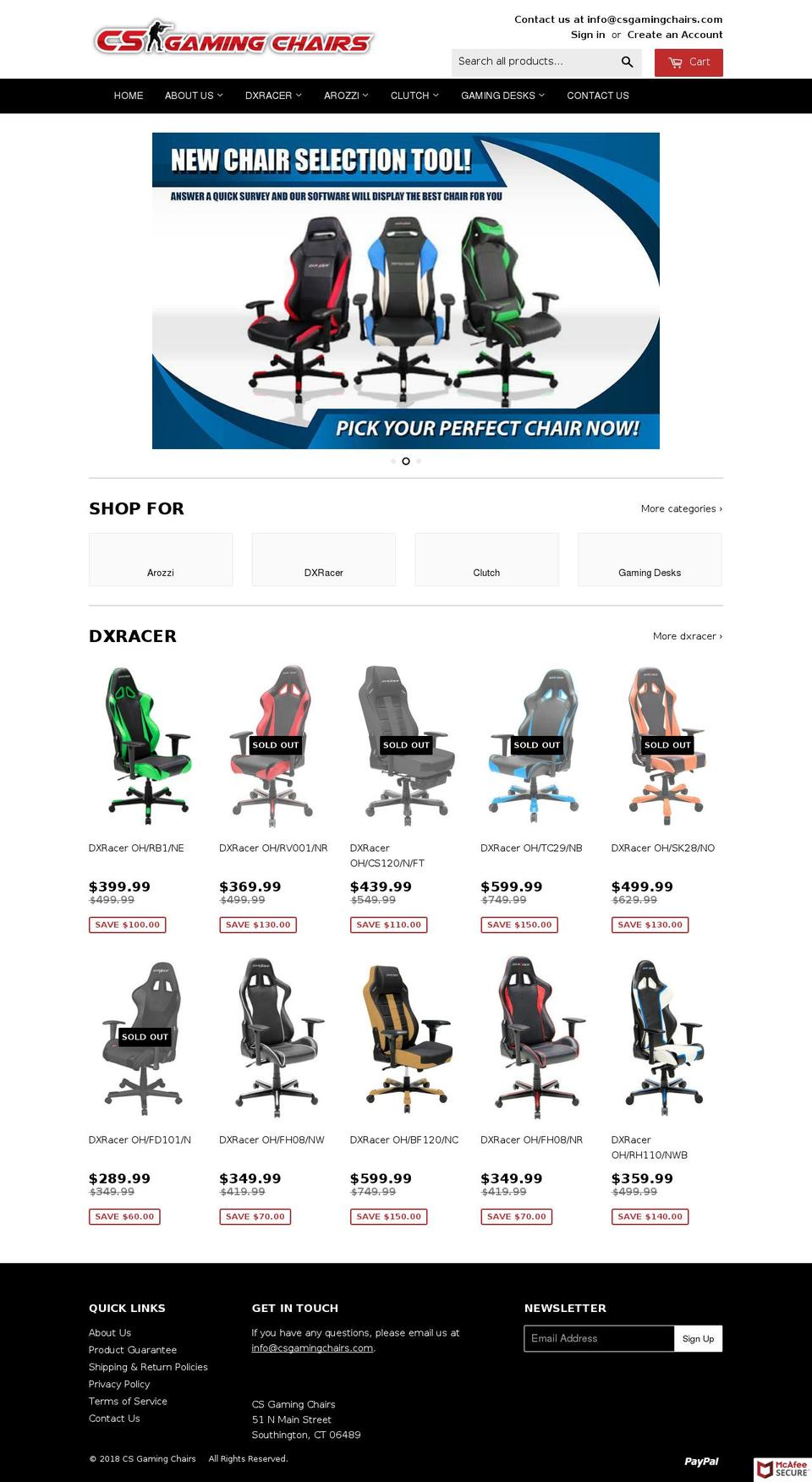 csgamingchairs.com shopify website screenshot