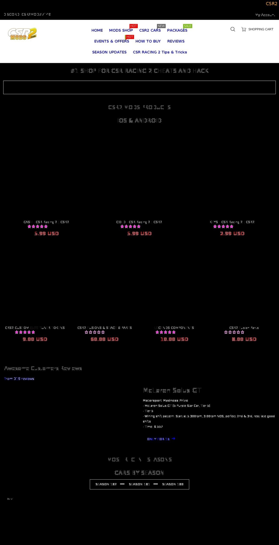 csr2mods.com shopify website screenshot