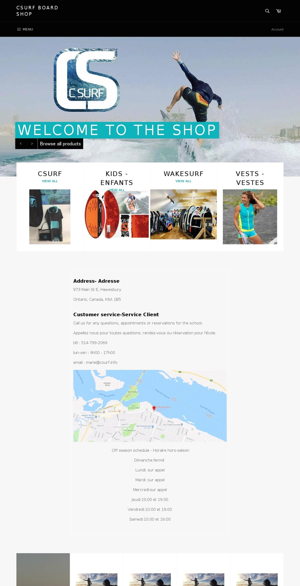 csurfboardshop.com shopify website screenshot