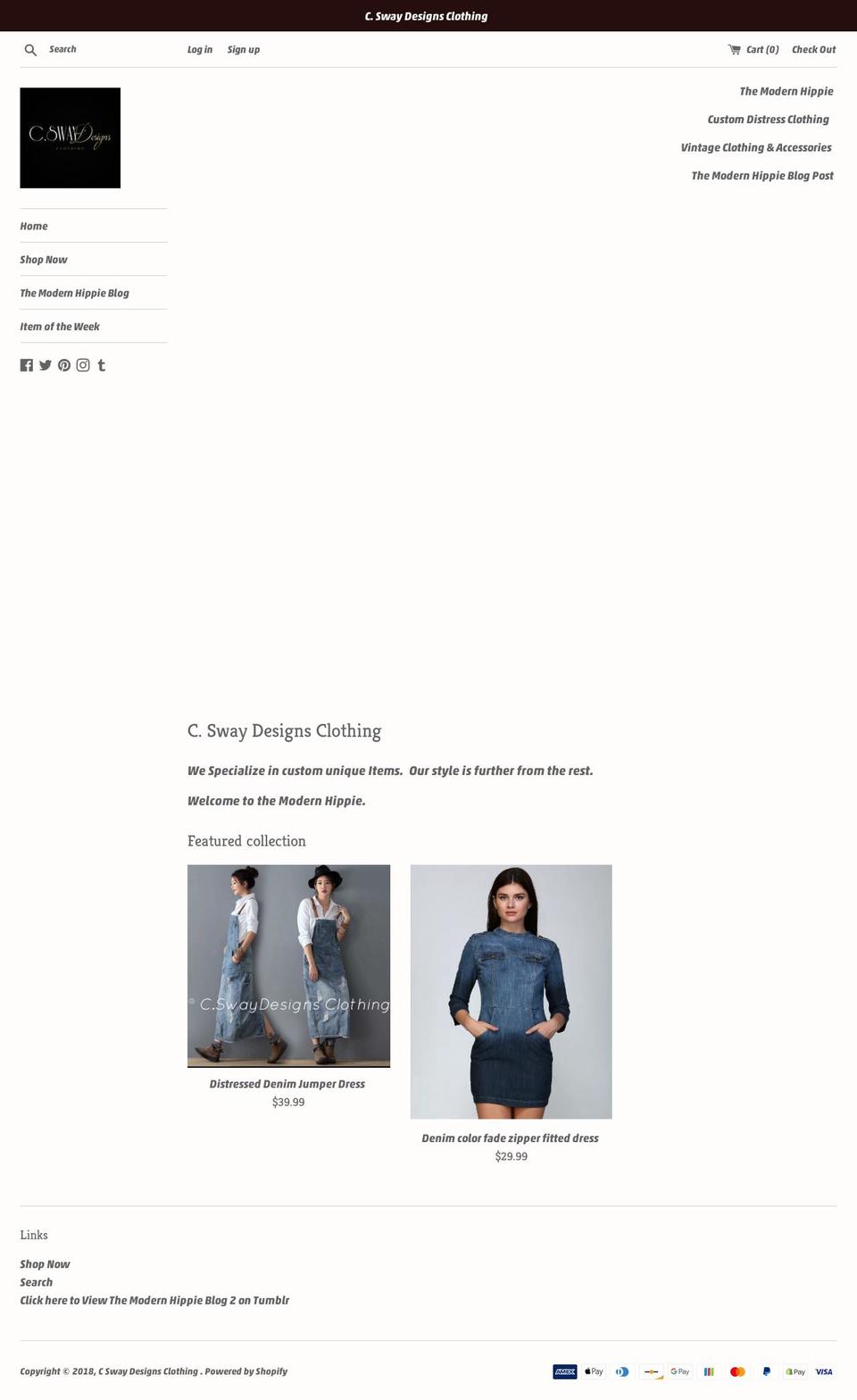 cswaydesigns.com — Shopify storefront screenshot