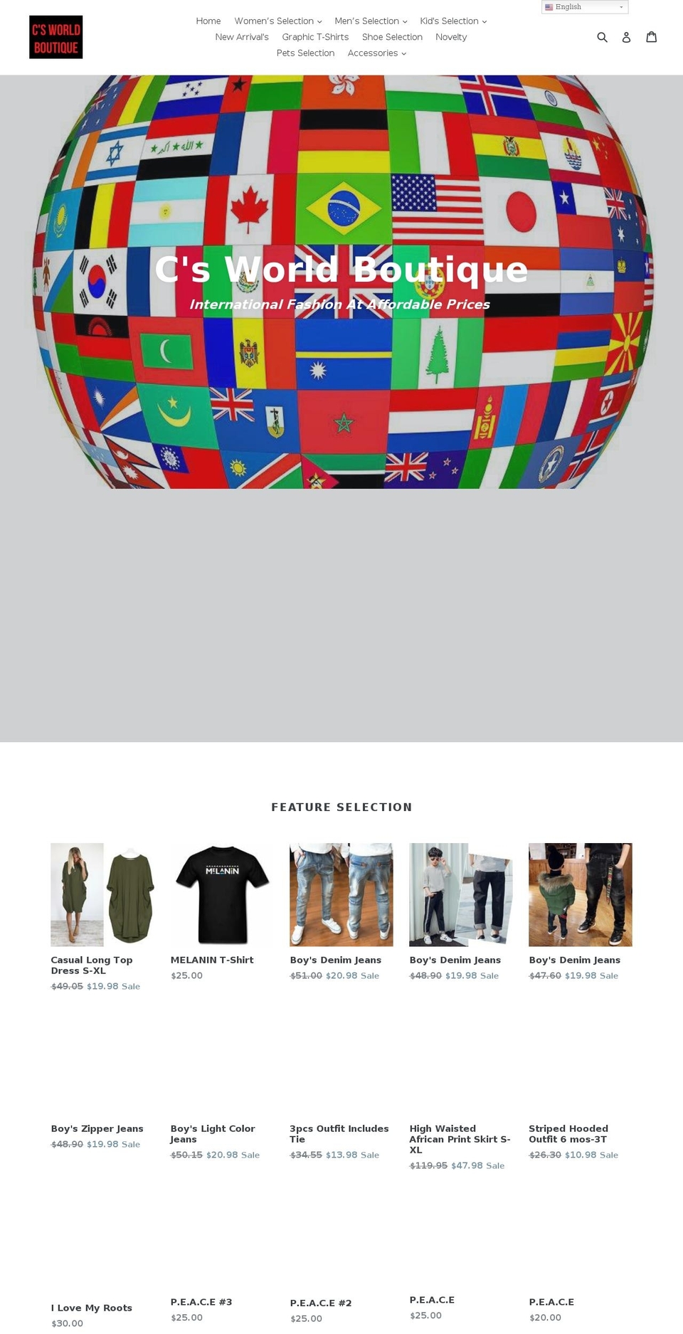 csworldboutique.com shopify website screenshot