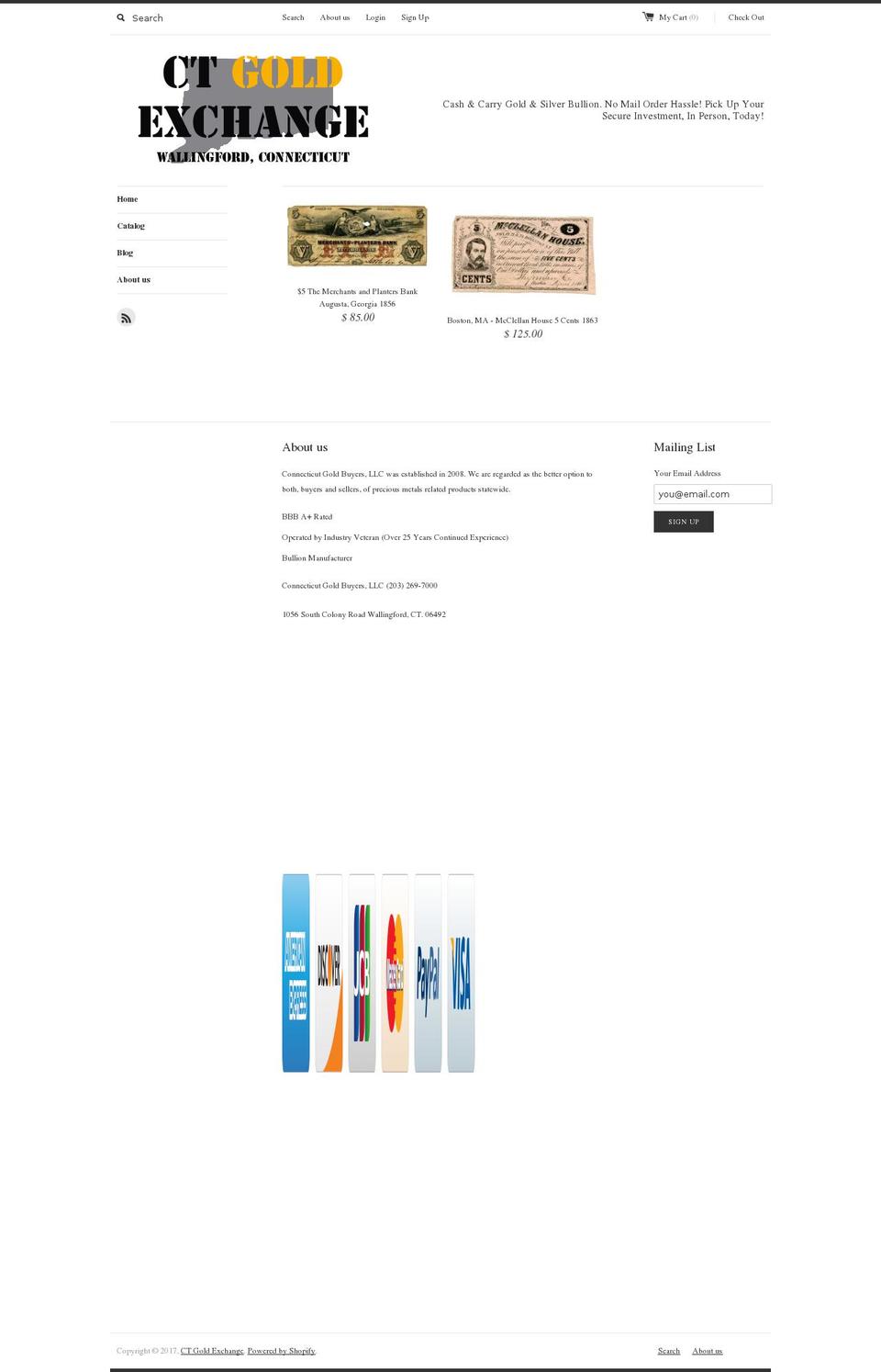 ctgoldexchange.com shopify website screenshot