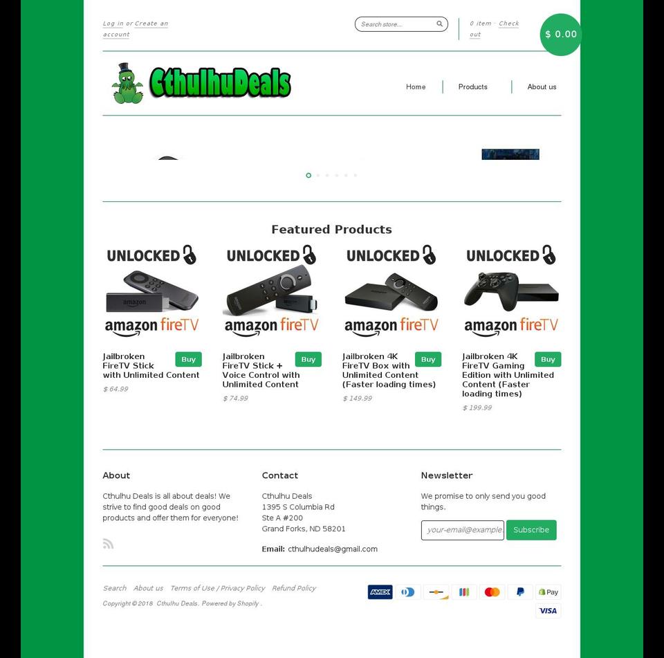 cthulhudeals.com — Shopify storefront screenshot