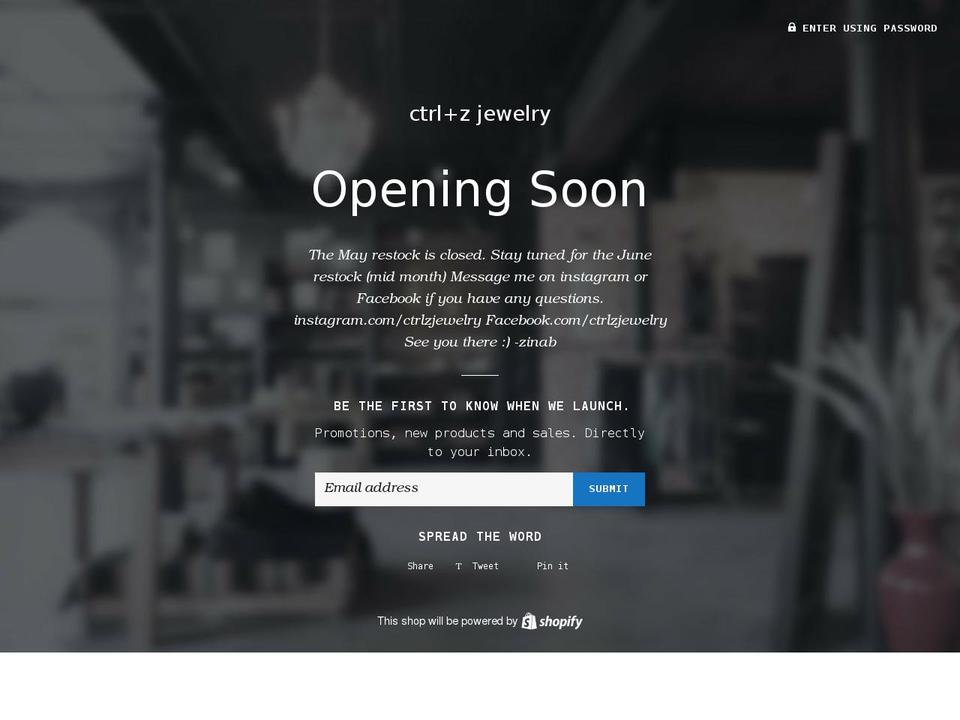 ctrlzjewelry.com shopify website screenshot