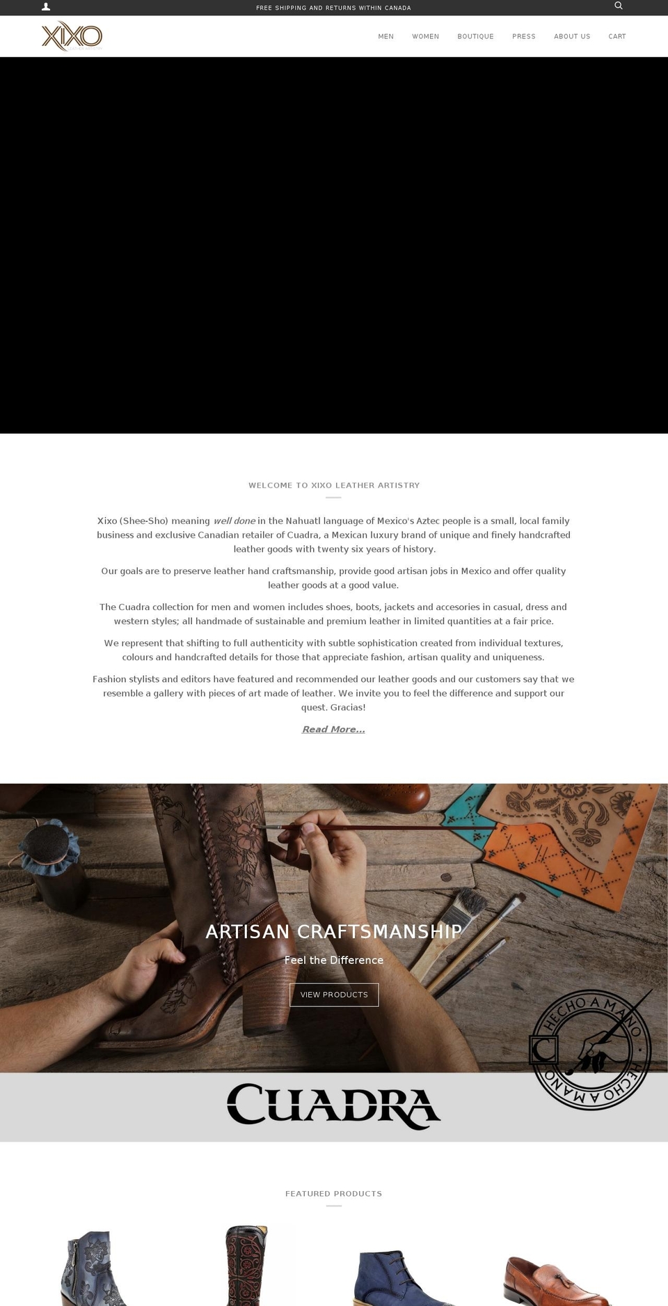 cuadrabootscanada.com — Shopify storefront screenshot