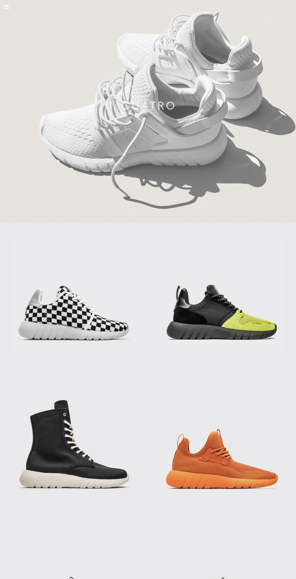 cuatrofootwear.com shopify website screenshot