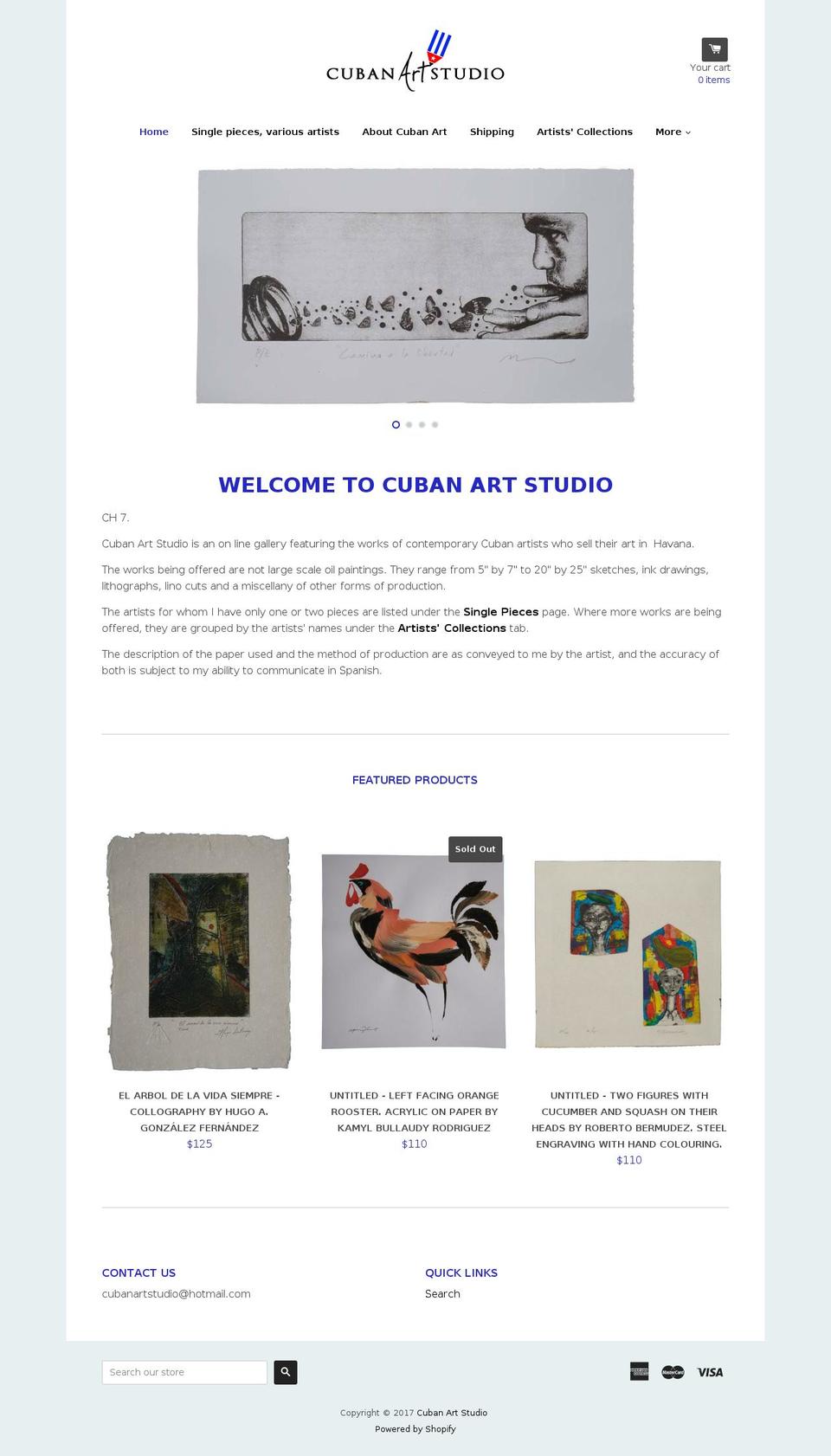 cubanartstudio.com shopify website screenshot
