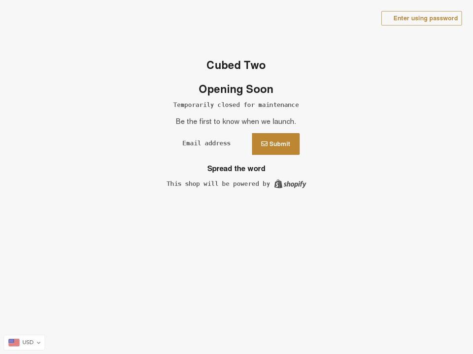 cubedtwo.com shopify website screenshot