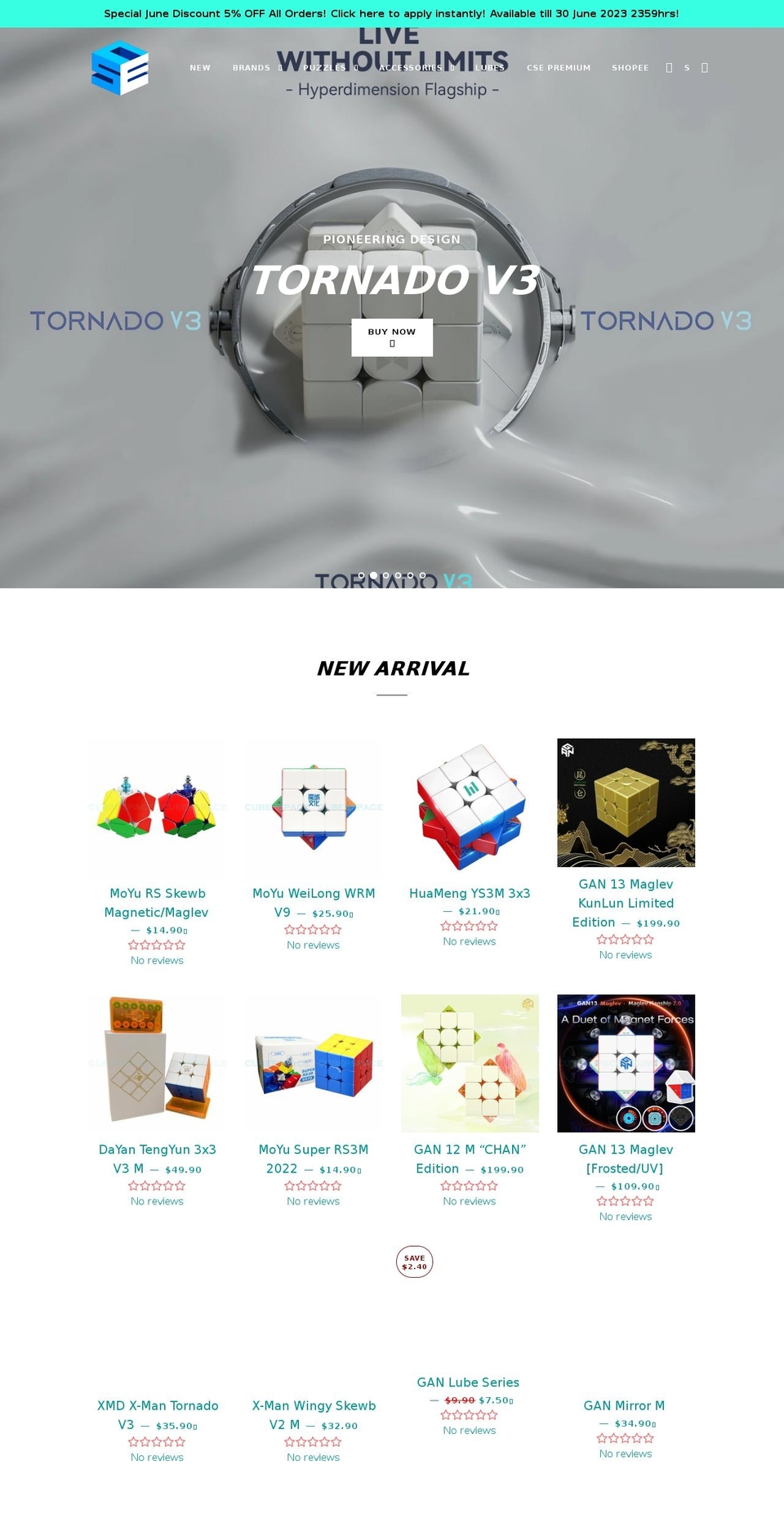space Shopify theme site example cuberspace.shop